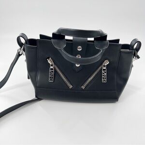 KENZO black leather structured crossbody purse with silver details